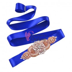 Brau din satin Hand Made Luxury BLT034EE cu Crystale aplicate pentru rochie de mireasa